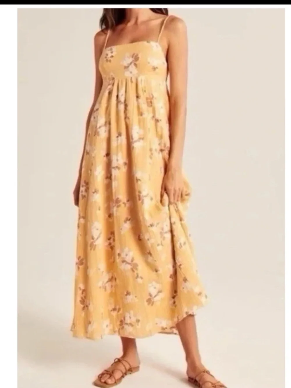 NWT Abercrombie and Finch 100% Cotton gauze yellow floral maxi dress